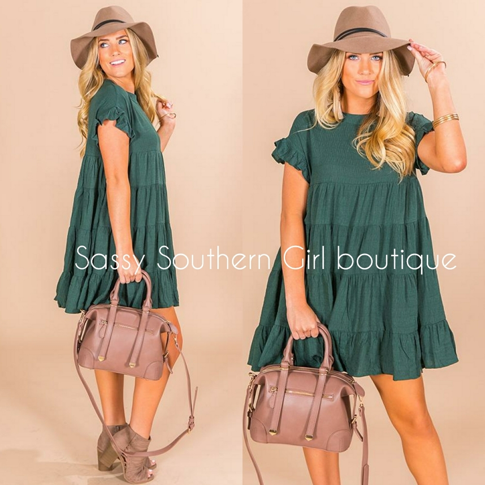 🆕⭐Dark green babydoll ruffle dress⭐